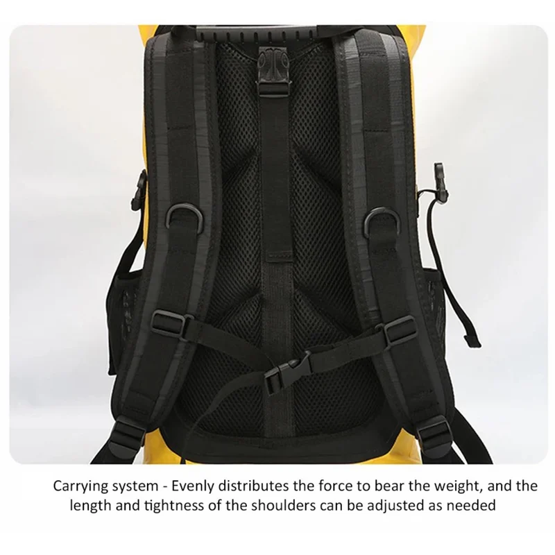 Mochila Impermeável para Uso Externo de 25L com Compartimento Seco e Molhado, para Caminhada, Montanhismo e Passeios - Amarela
