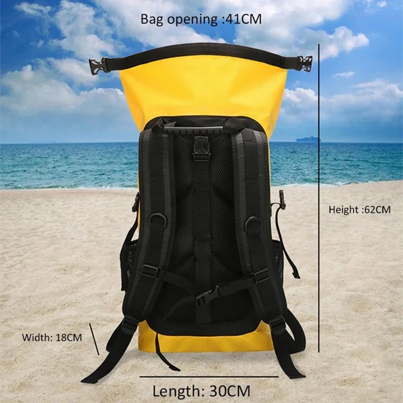 Mochila Impermeável para Uso Externo de 25L com Compartimento Seco e Molhado, para Caminhada, Montanhismo e Passeios - Amarela