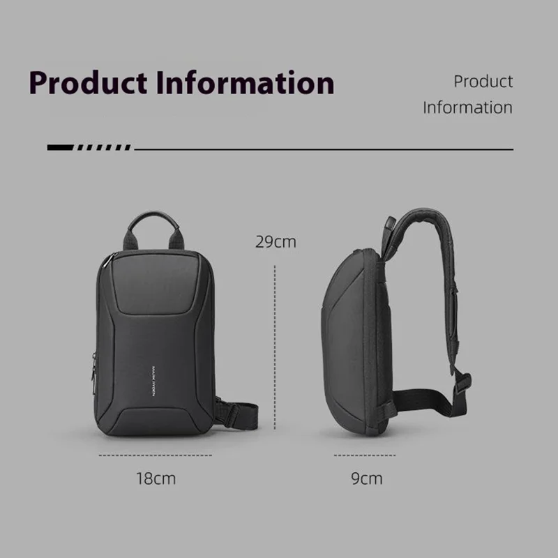 MARK RYDEN MR707 Men Chest Bag Waterproof Oxford Fabric RFID Blocking Anti Theft Crossbody Bag - Black