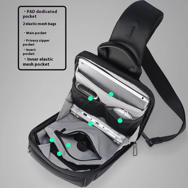 MARK RYDEN MR707 Men Chest Bag Waterproof Oxford Fabric RFID Blocking Anti Theft Crossbody Bag - Black