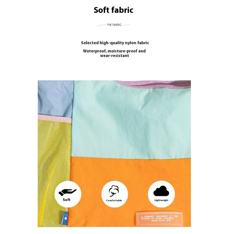 NL493 Color Block Oxford Fabric Tote Bag for Daily Shopping Foldable Lightweight Handbag (without Ornament) - Orange