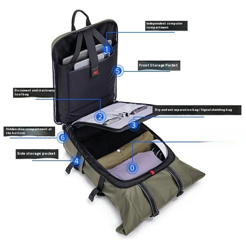 EURCOOL 639 Oxford Cloth Travel Backpack Men Large Capacity Business Casual 17 Inch Laptop Bag