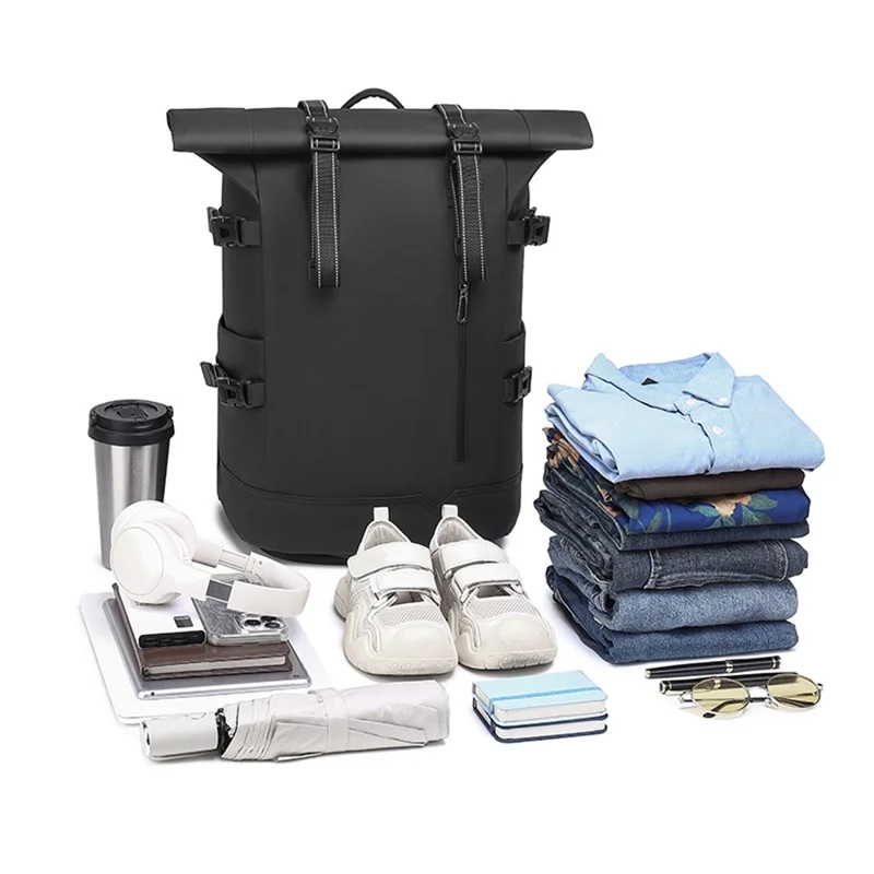 EURCOOL 6660 Zaino da viaggio per uomo per laptop di grandi dimensioni Capacità Dual Shoulder Bag con copertura superiore in PVC