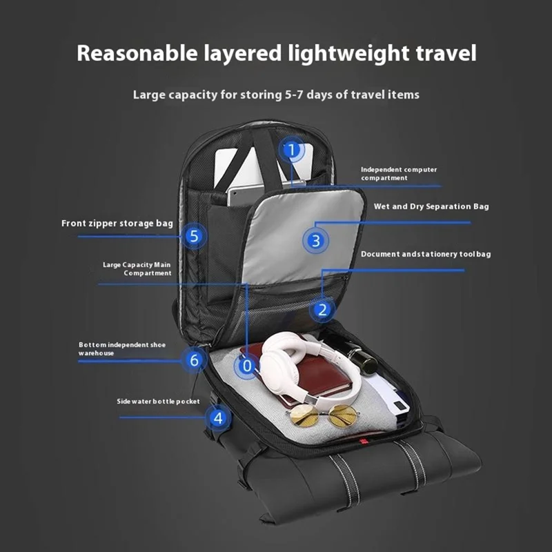 EURCOOL 6660 Zaino da viaggio per uomo per laptop di grandi dimensioni Capacità Dual Shoulder Bag con copertura superiore in PVC