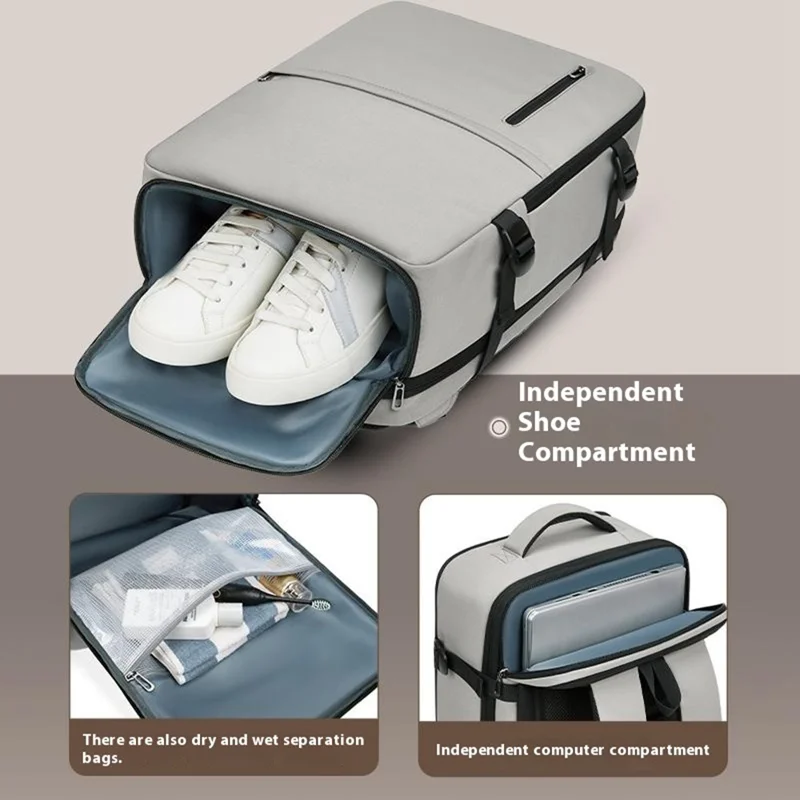 EURCOOL EC-6665 Expandable Oxford Cloth Men Business Backpack Travel Commute 16 Inch Laptop Bag
