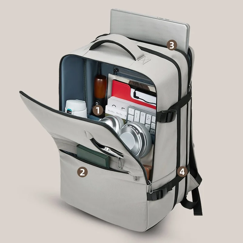 EURCOOL EC-6665 Expandable Oxford Cloth Men Business Backpack Travel Commute 16 Inch Laptop Bag