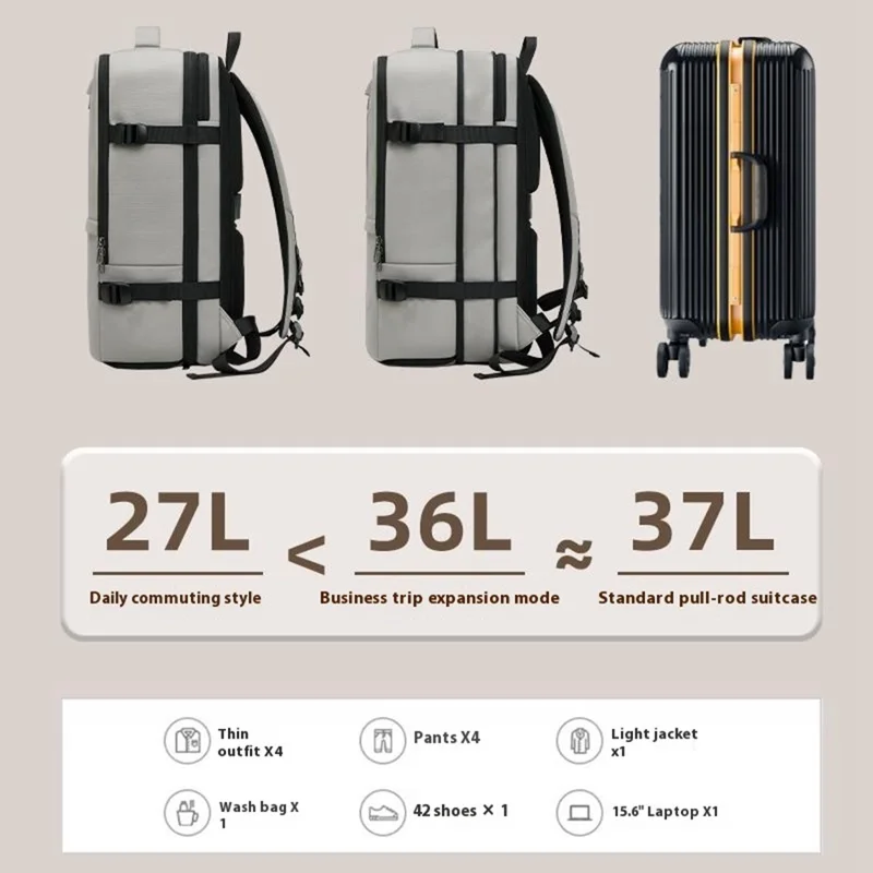 EURCOOL EC-6665 Expandable Oxford Cloth Men Business Backpack Travel Commute 16 Inch Laptop Bag