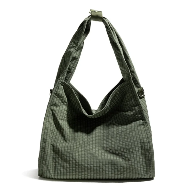 NL1014 Borsa a Tracolla in Nylon a Griglia Waffle, Capiente, Singola, Verde