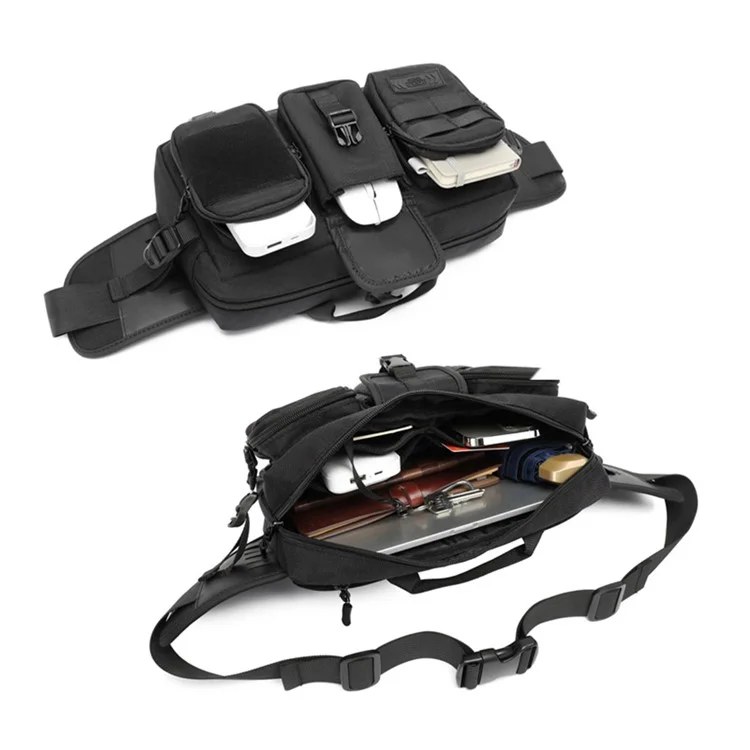 Ozuko 9449 Männer Wasserdichte Fanny Pack Outdoor Sports Große Kapazität Brusttasche - Schwarz