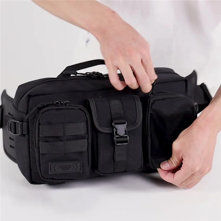 Ozuko 9449 Männer Wasserdichte Fanny Pack Outdoor Sports Große Kapazität Brusttasche - Schwarz