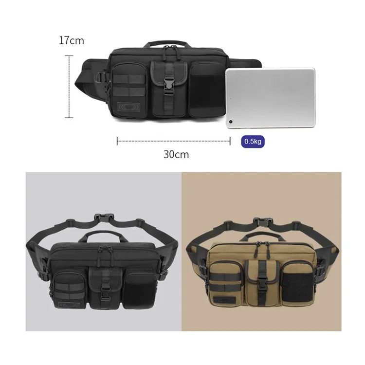 Ozuko 9449 Männer Wasserdichte Fanny Pack Outdoor Sports Große Kapazität Brusttasche - Schwarz
