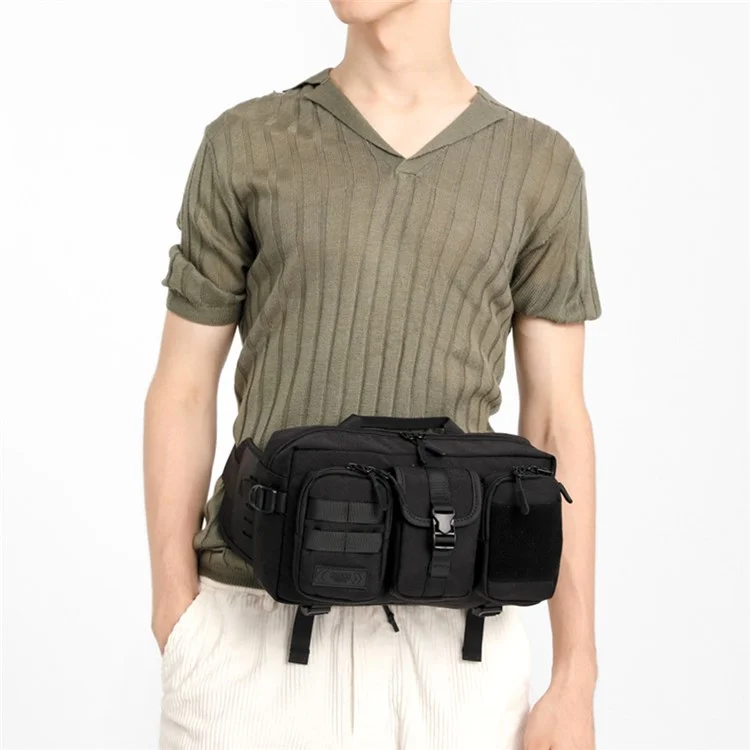 Ozuko 9449 Männer Wasserdichte Fanny Pack Outdoor Sports Große Kapazität Brusttasche - Schwarz