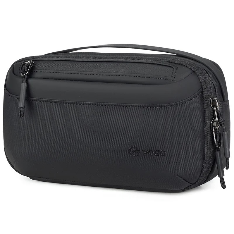 POSO PS-830 Digital Accessories Organizer Bag Men Polyester Waterproof Handbag Multi-Layer Cable Storage Pouch - Black