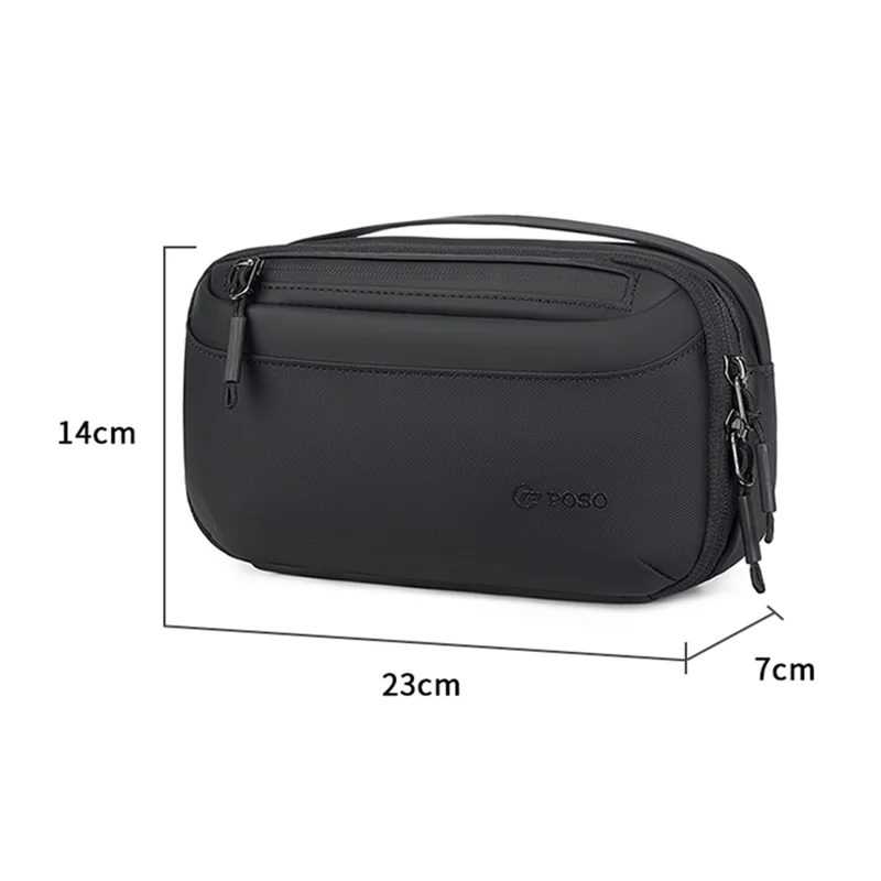 POSO PS-830 Digital Accessories Organizer Bag Men Polyester Waterproof Handbag Multi-Layer Cable Storage Pouch - Black