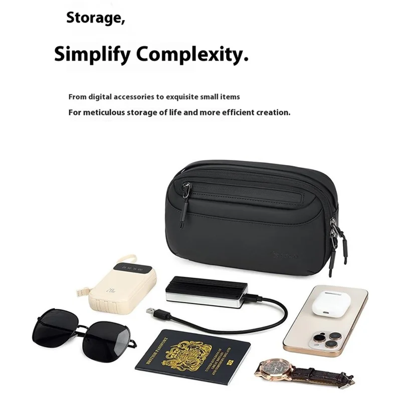 POSO PS-830 Digital Accessories Organizer Bag Men Polyester Waterproof Handbag Multi-Layer Cable Storage Pouch - Black