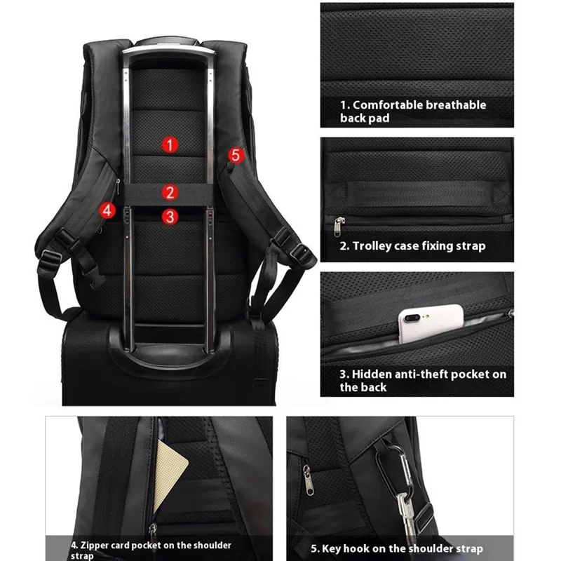 POSO PS-655 17 Inch Laptop Business Backpack Men Travel Short Trip Backpack with USB Port