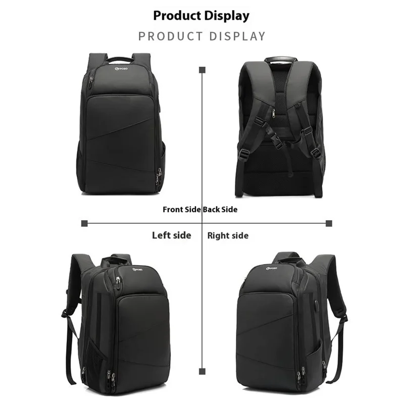 POSO PS-655 17 Inch Laptop Business Backpack Men Travel Short Trip Backpack with USB Port