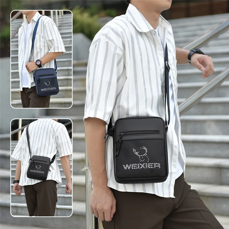 WEIXIER D838 Bolso Bandolera para Hombre Elegante de un Solo Hombro Impermeable - Negro
