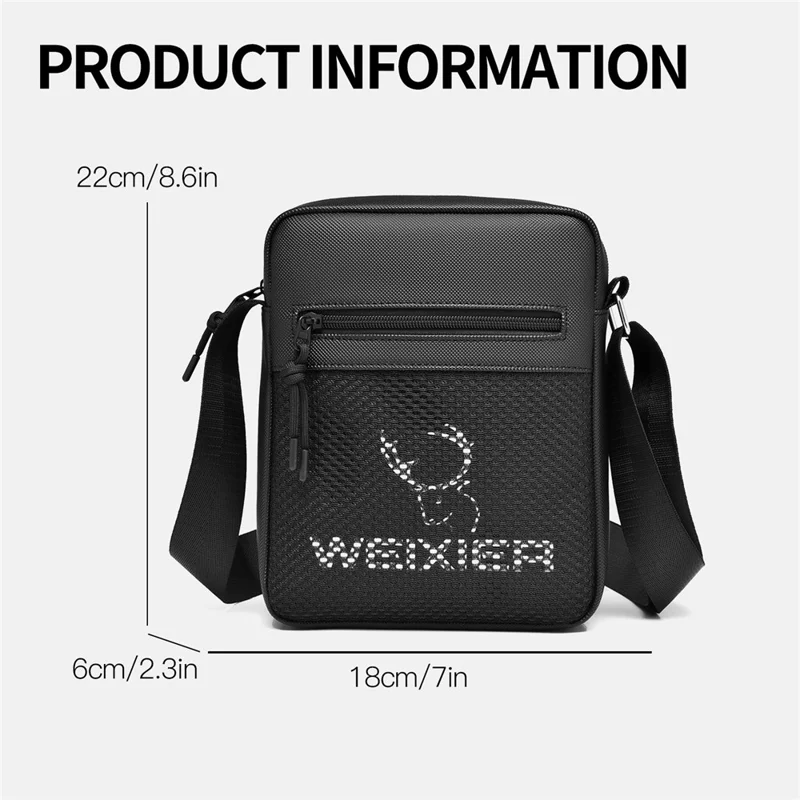 WEIXIER D838 Bolso Bandolera para Hombre Elegante de un Solo Hombro Impermeable - Negro