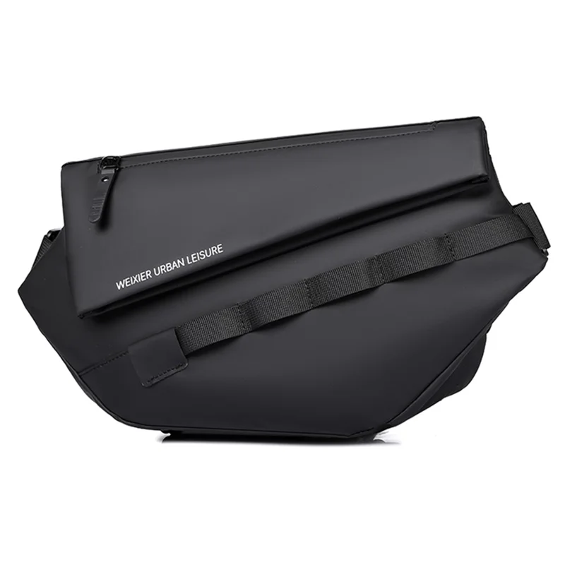 WEIXIER D897 Stylish Men Chest Bag PU Leather Waterproof Crossbody Bag for Daily Travel - Black