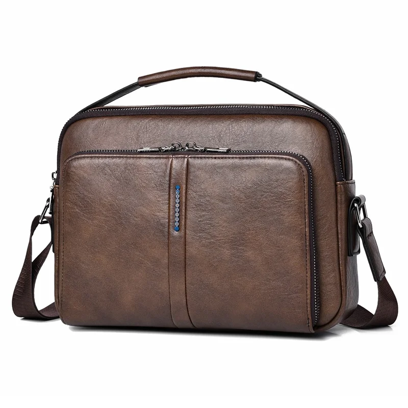 WEIXIER D834 Sacoche en cuir PU pour homme, sacoche à bandoulière décontractée - Marron