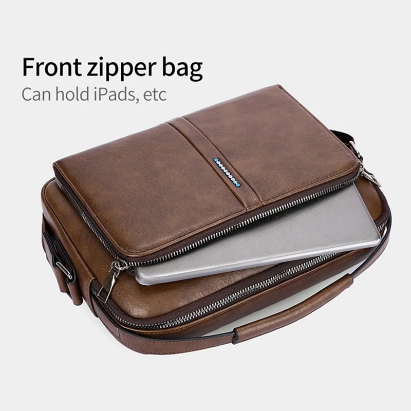 WEIXIER D834 Sacoche en cuir PU pour homme, sacoche à bandoulière décontractée - Marron