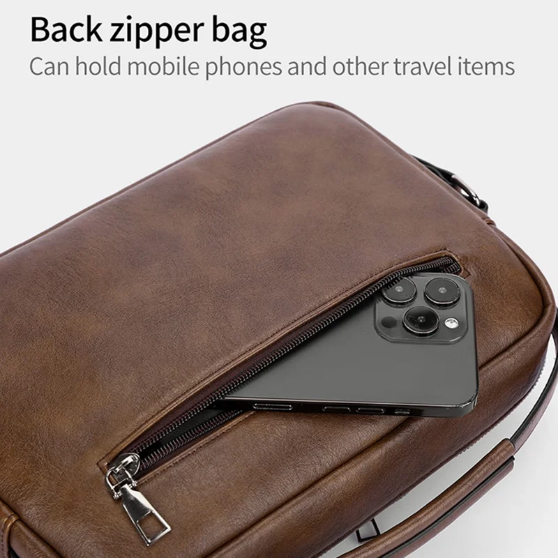 WEIXIER D834 Sacoche en cuir PU pour homme, sacoche à bandoulière décontractée - Marron