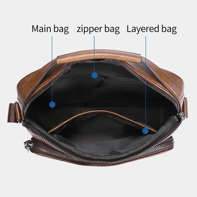 WEIXIER D834 Sacoche en cuir PU pour homme, sacoche à bandoulière décontractée - Marron
