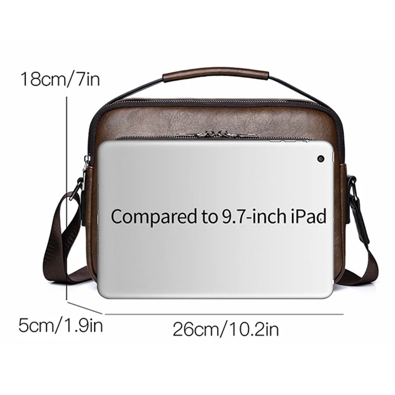 WEIXIER D834 Sacoche en cuir PU pour homme, sacoche à bandoulière décontractée - Marron