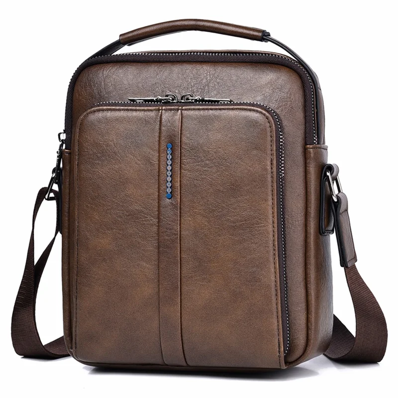 WEIXIER D833 Sacoche Messager en Cuir PU pour Homme - Marron Foncé