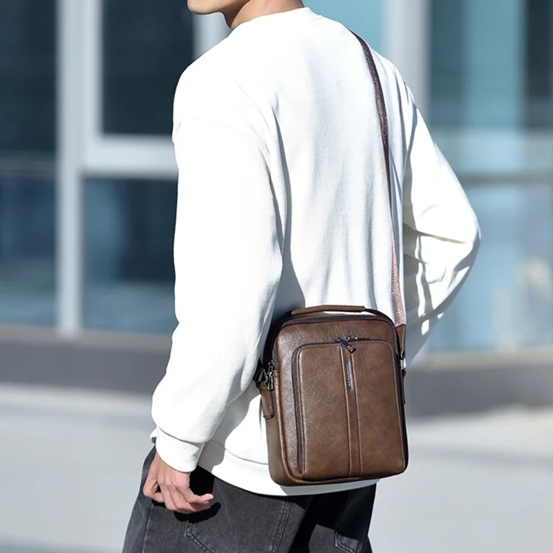 WEIXIER D833 Sacoche Messager en Cuir PU pour Homme - Marron Foncé