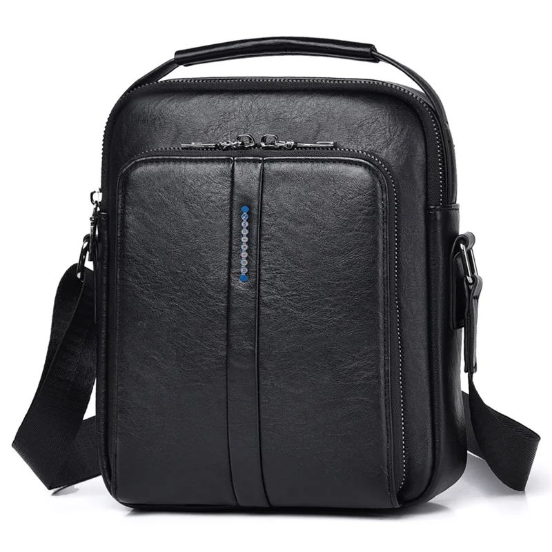 WEIXIER D833 Men Messenger Bag PU Leather Crossbody Shoulder Pouch - Black