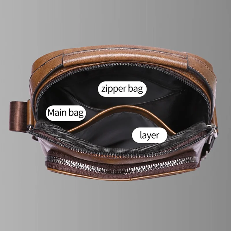 WEIXIER D833 Men Messenger Bag PU Leather Crossbody Shoulder Pouch - Black
