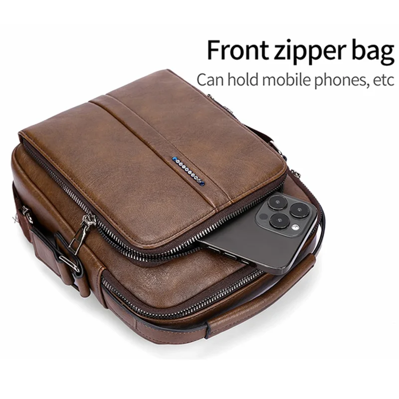 WEIXIER D833 Men Messenger Bag PU Leather Crossbody Shoulder Pouch - Black
