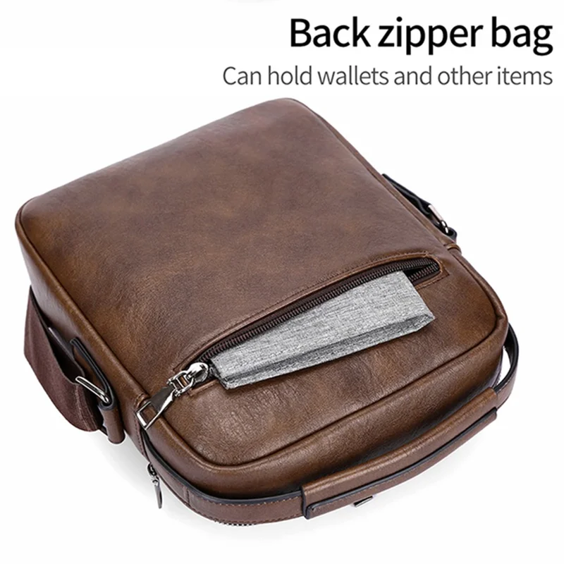 WEIXIER D833 Men Messenger Bag PU Leather Crossbody Shoulder Pouch - Black