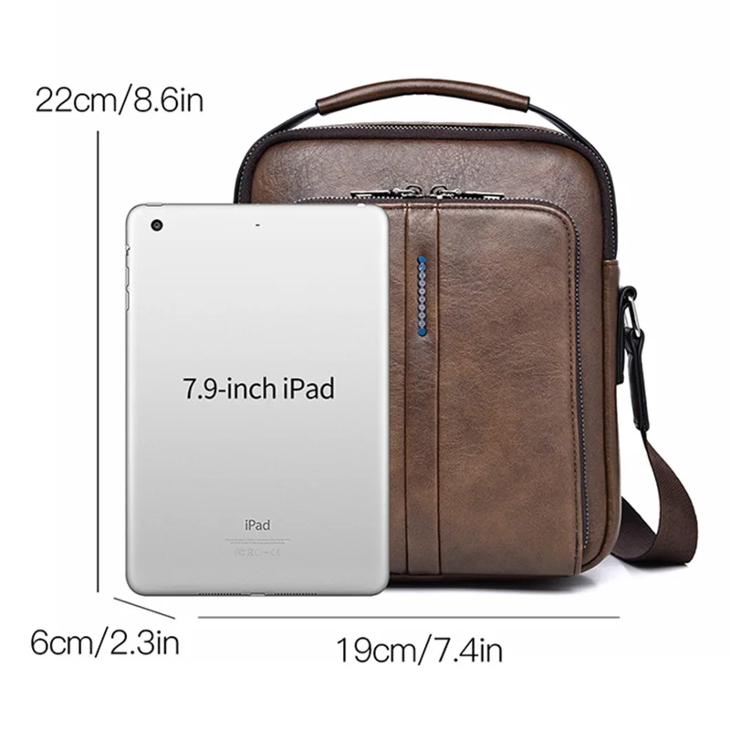 WEIXIER D833 Men Messenger Bag PU Leather Crossbody Shoulder Pouch - Black