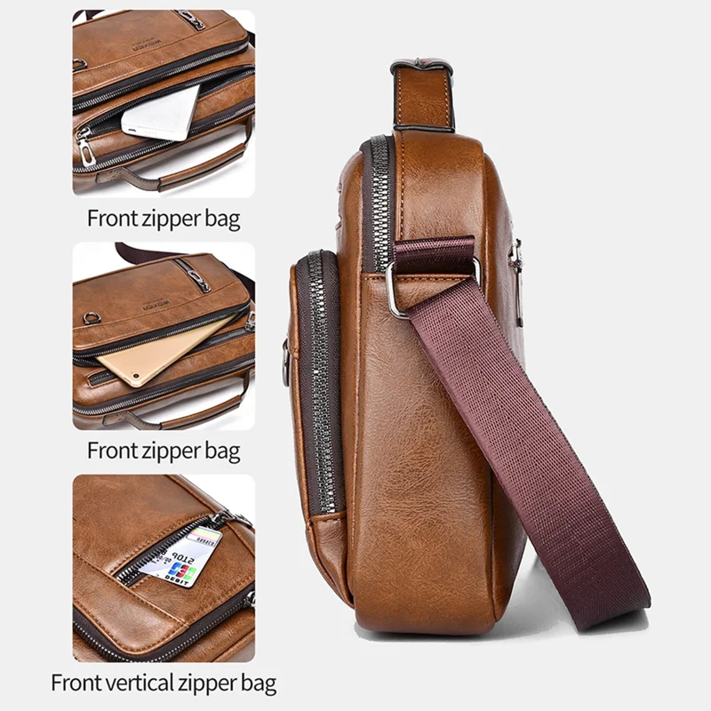 WEIXIER D845 Borsa a tracolla da uomo in pelle PU vintage - Nero