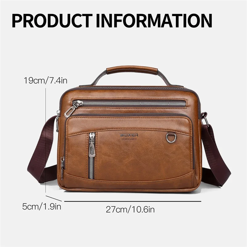 WEIXIER D845 Borsa a tracolla da uomo in pelle PU vintage - Nero