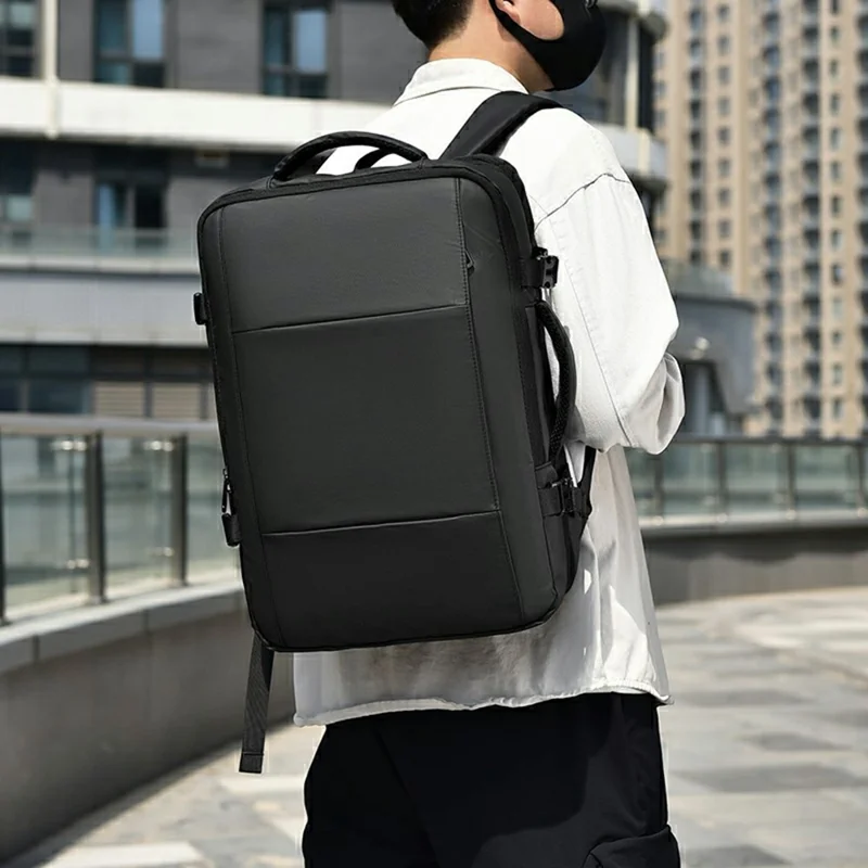 WEIXIER B703 Sac à dos extensible imperméable pour hommes, sac pour ordinateur portable de voyage, sac à dos d'affaires d'extérieur - Noir