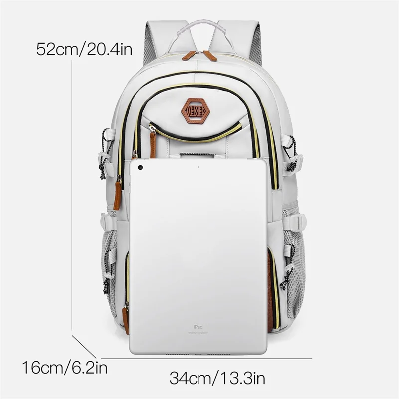 WEIXIER B713 Crocodile Texture Patchwork Women Backpack Large Capacity Rucksack for Travel Hiking - White