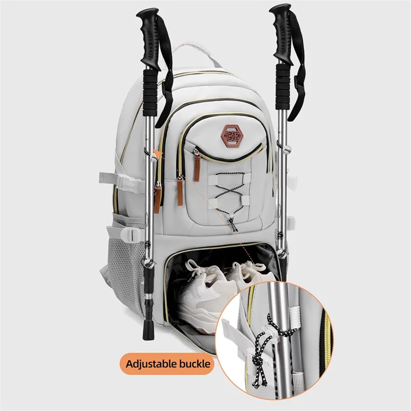 WEIXIER B713 Crocodile Texture Patchwork Women Backpack Large Capacity Rucksack for Travel Hiking - White