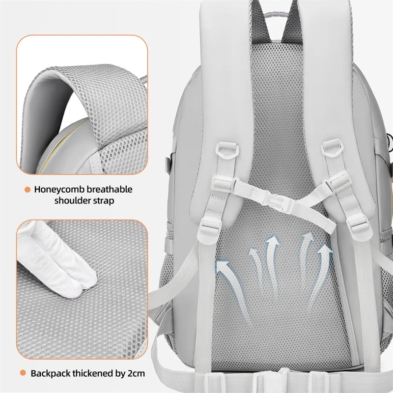 WEIXIER B713 Crocodile Texture Patchwork Women Backpack Large Capacity Rucksack for Travel Hiking - White