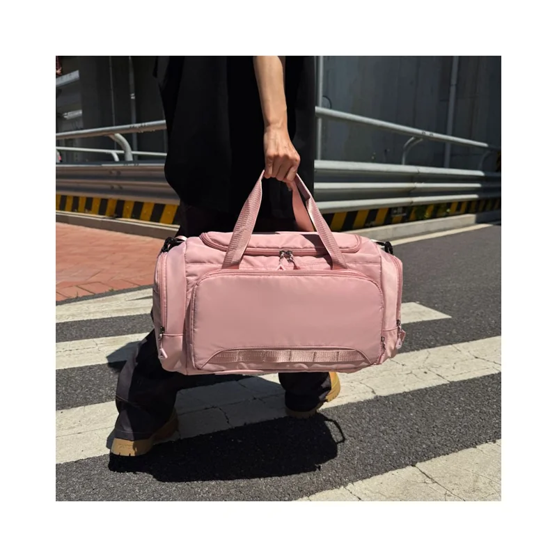 Bolsa de Viagem em Tecido Oxford de Grande Capacidade para Academia com Compartimento para Sapatos - Bolsa para Maternidade - Bege