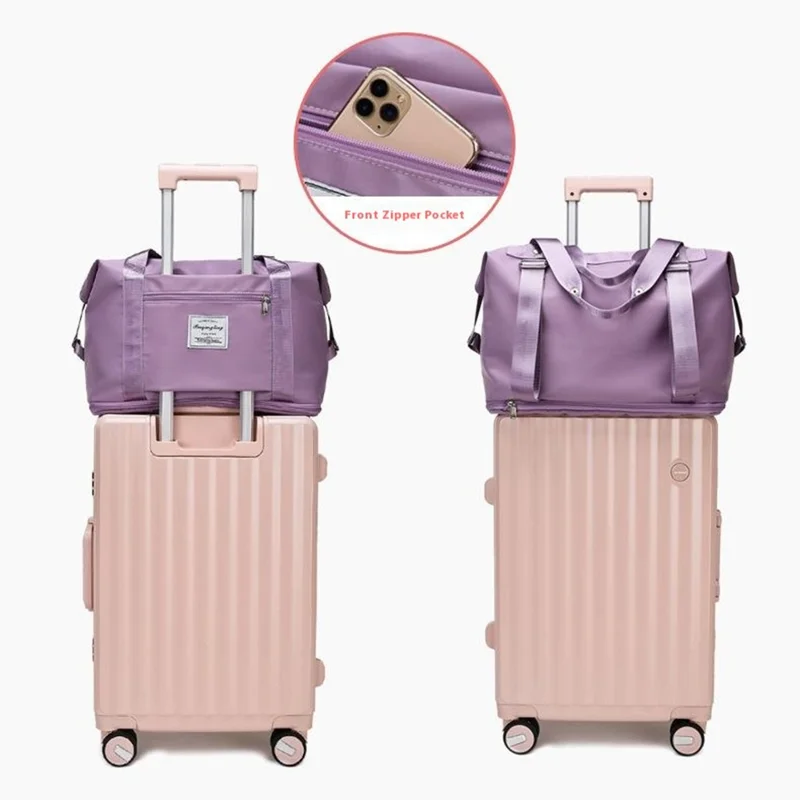 Borsa da Viaggio Espandibile con Grande Capacità, Impermeabile, Separazione Asciutto-Bagnato, Organizer per Bagagli - Viola