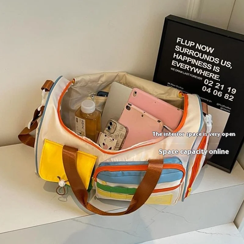 MZJ2133 Borsone da Viaggio con Scomparto Scarpe, Colori Combinati, Capiente, per Palestra e Weekend, Bagaglio a Mano
