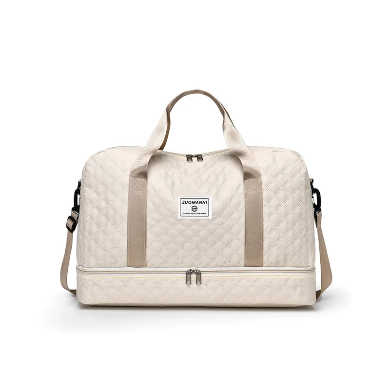 Sac de voyage extensible 026-1 en tissu oxford imperméable avec sangle d'épaule - Beige