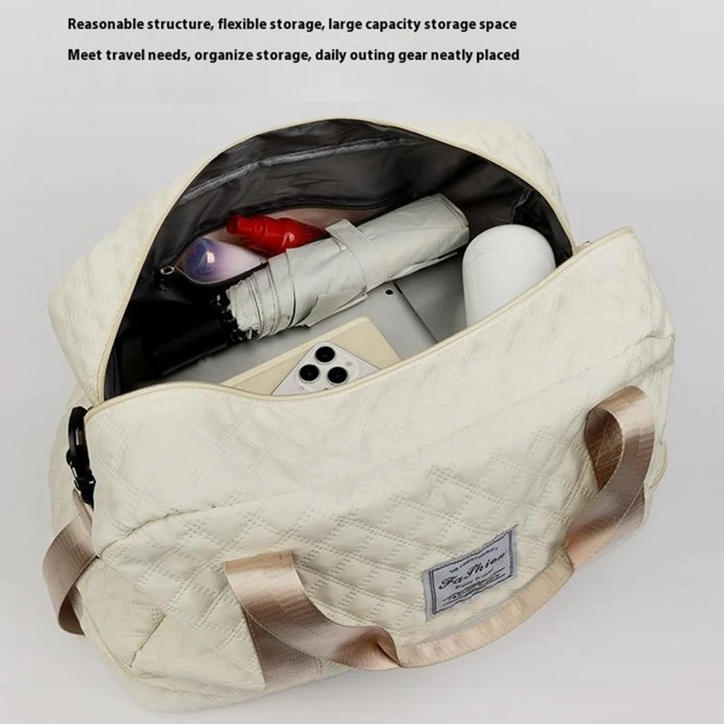 Sac de voyage extensible 026-1 en tissu oxford imperméable avec sangle d'épaule - Beige