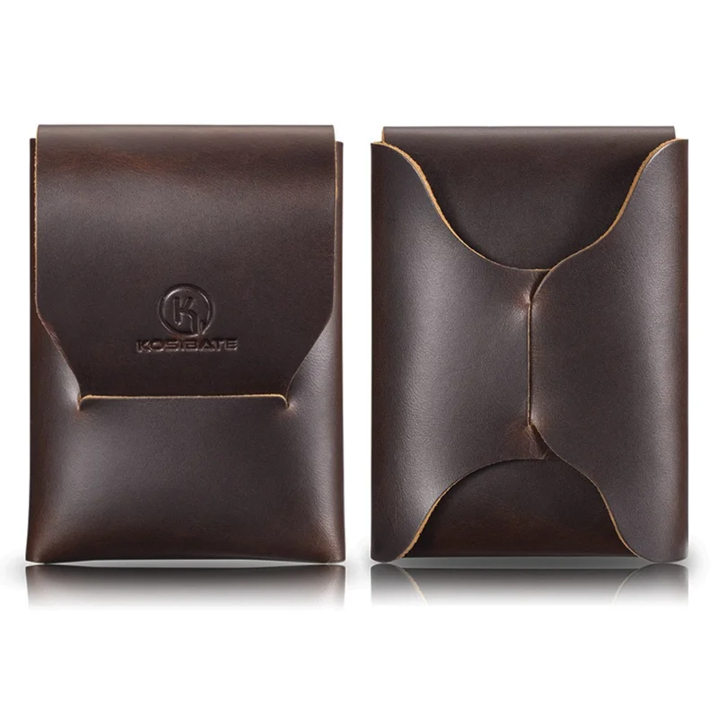 KOSIBATE CL397 Porte-cartes en cuir de vache à texture Crazy Horse Mini Portefeuille pour Hommes