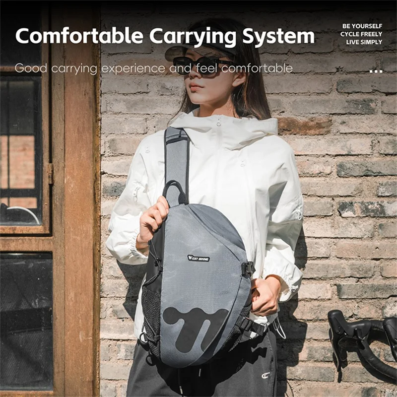 WEST BIKING YP0707409 Outdoor Cycling Crossbody Bag Waterproof Reflective Shoulder Bag for 11 Inch Tablet - Grey