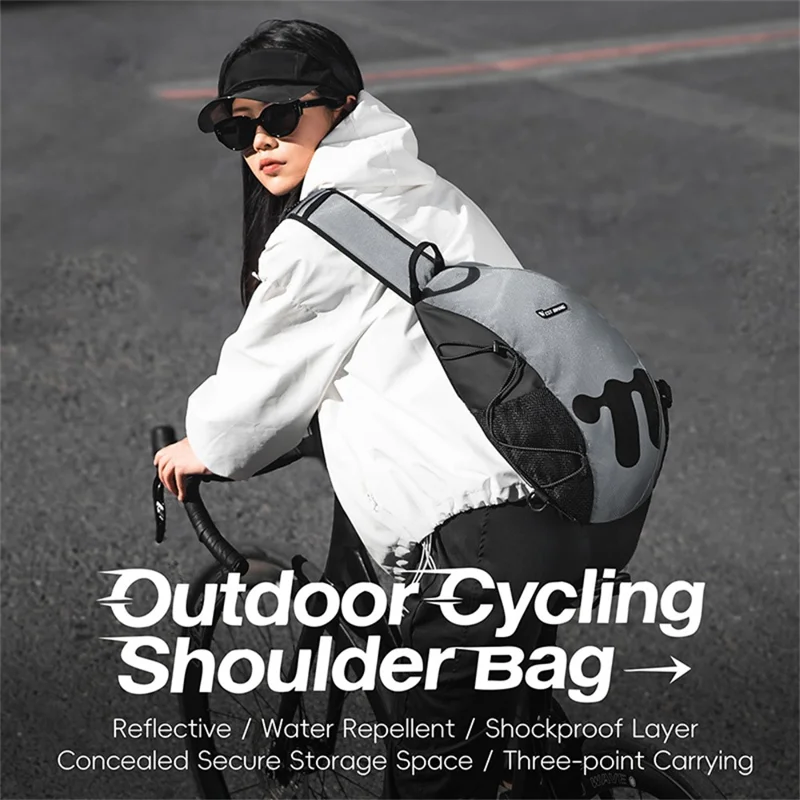 WEST BIKING YP0707409 Outdoor Cycling Crossbody Bag Waterproof Reflective Shoulder Bag for 11 Inch Tablet - Grey